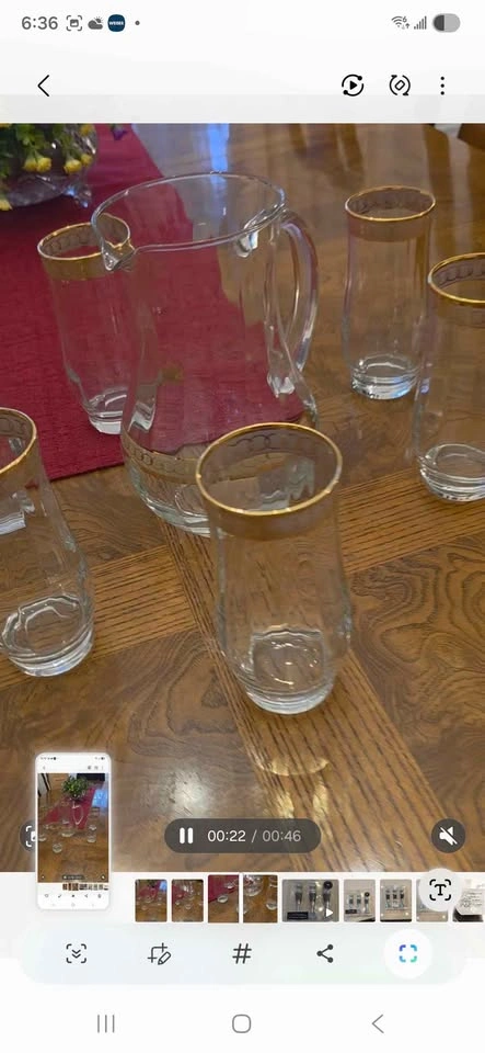 Glass Pitcher and Tumbler Set Gold Trim - photo 2