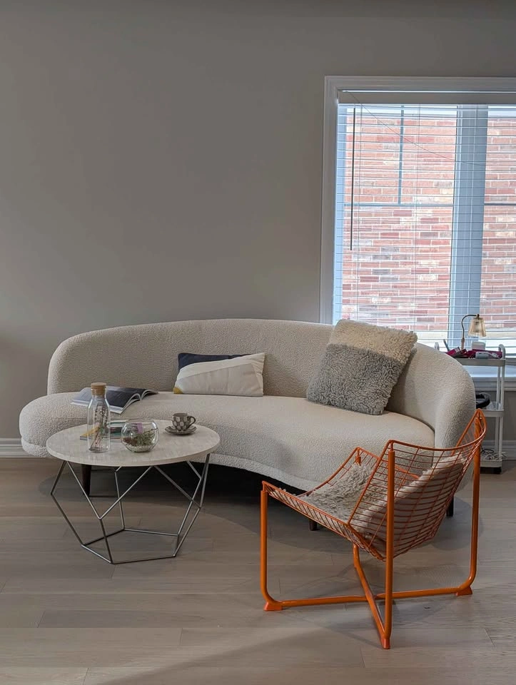 Article Kayra Curved Sofa - Ivory Bouclé - Like New - photo 2