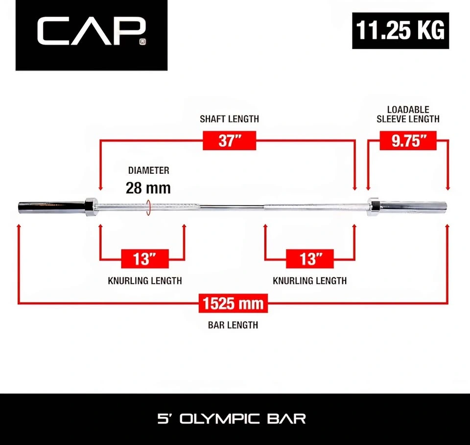 5ft Olympic Barbell with Spring Clamps - Chrome - photo 2