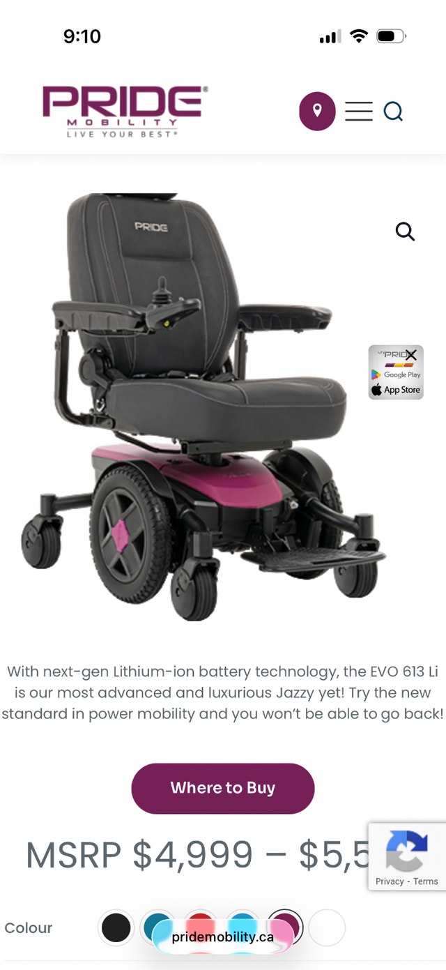 Pride Mobility Battery Powered Wheelchair
