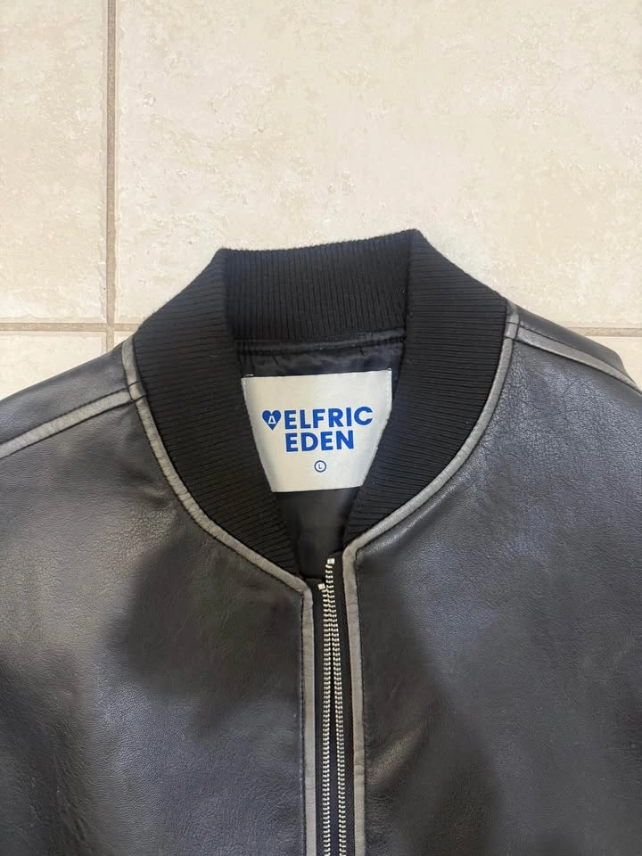 Aelfric Eden Leather Bomber Varsity Jacket - Large - photo 3