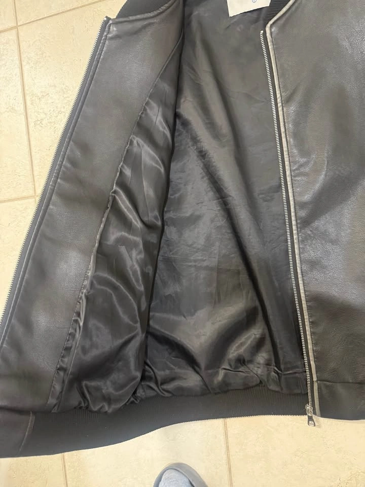 Aelfric Eden Leather Bomber Varsity Jacket - Large - photo 4