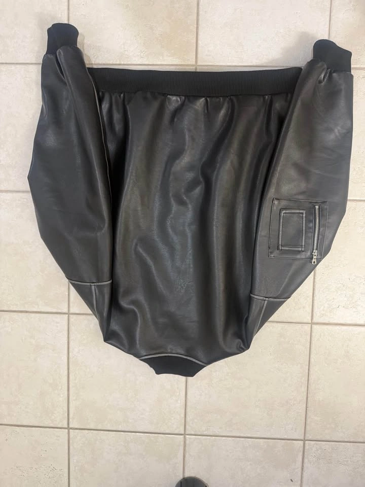 Aelfric Eden Leather Bomber Varsity Jacket - Large - photo 5