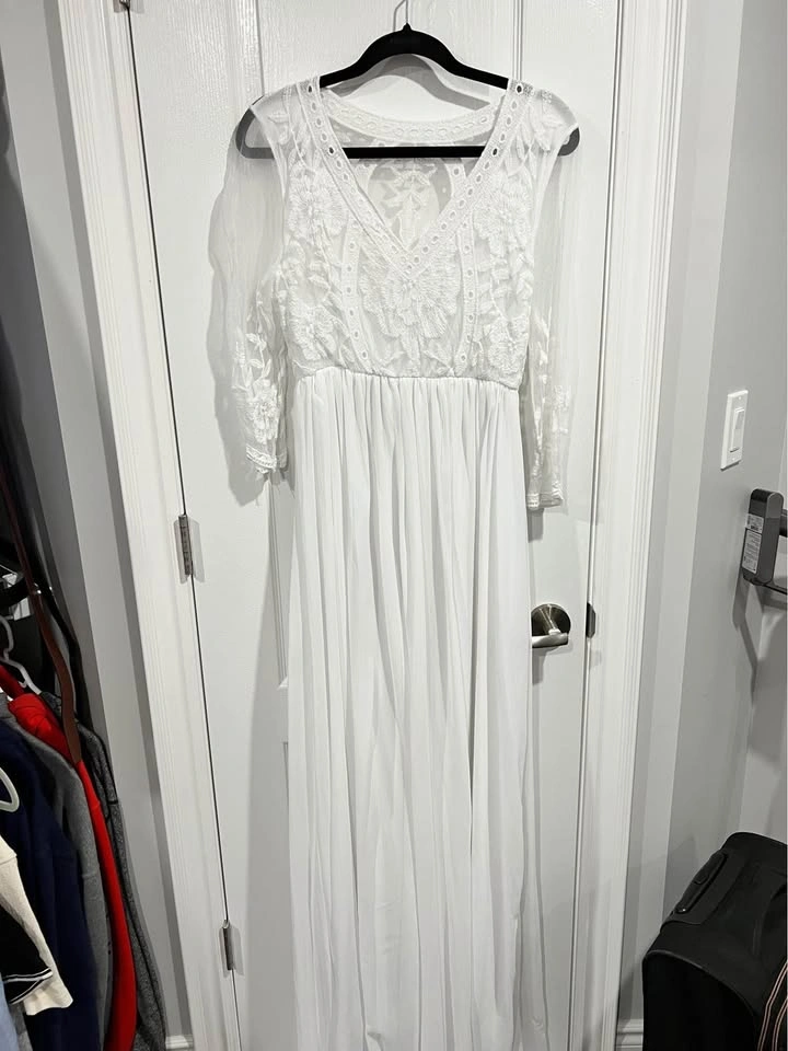 Maxi Length White Maternity Dress - photo 2