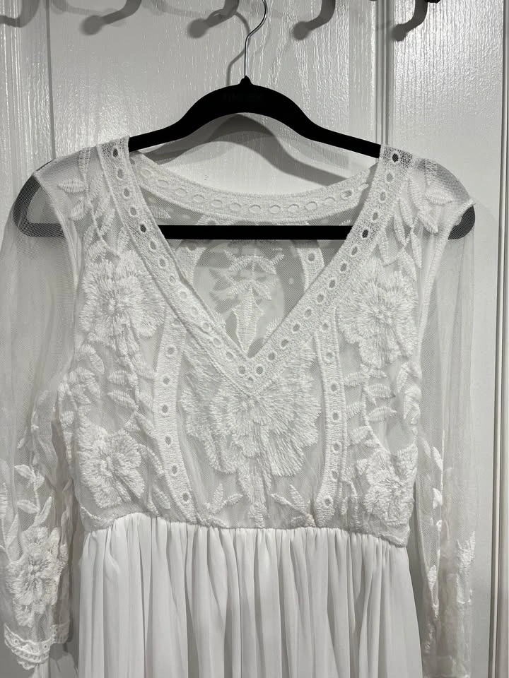 Maxi Length White Maternity Dress - photo 3