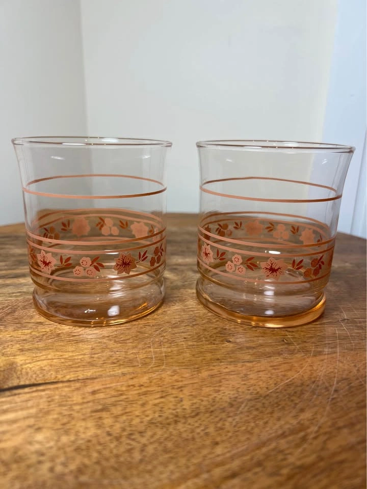 Vintage Libbey "Peach Blossom" Juice Glasses MCM Set of 2 - photo 2