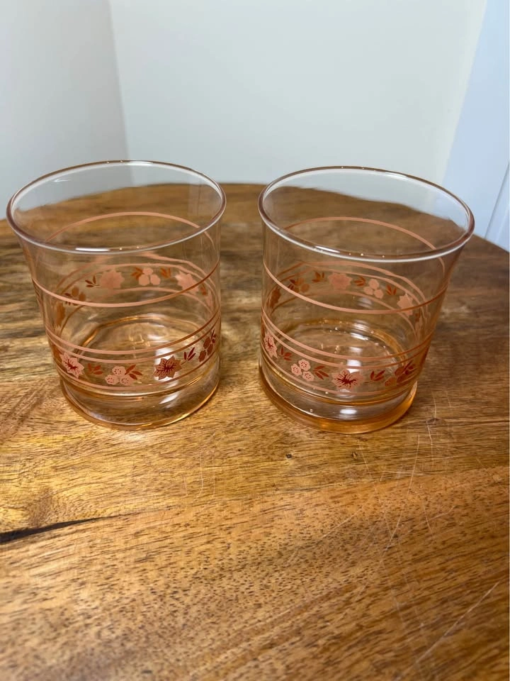 Vintage Libbey "Peach Blossom" Juice Glasses MCM Set of 2 - photo 3