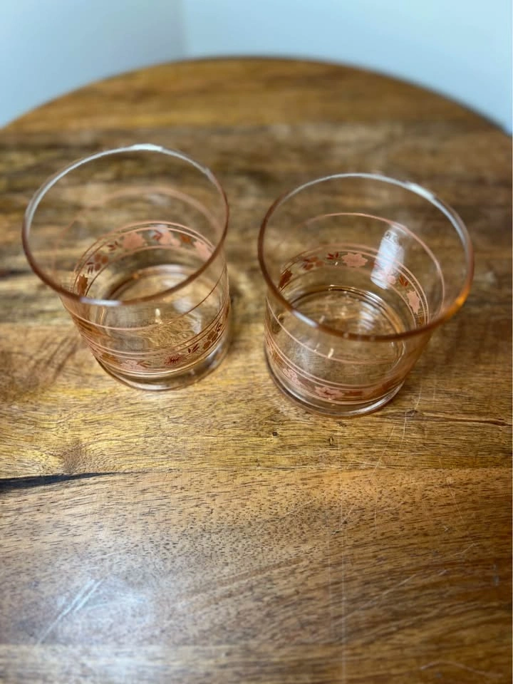 Vintage Libbey "Peach Blossom" Juice Glasses MCM Set of 2 - photo 4