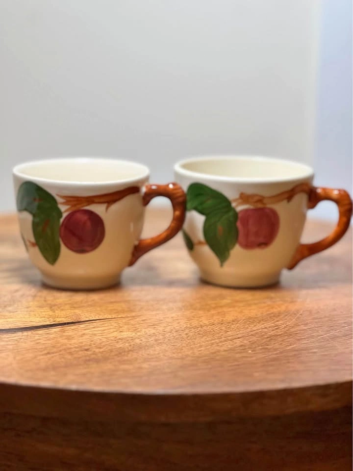 Vintage Franciscan Apple Teacups - Hand-Painted USA/England