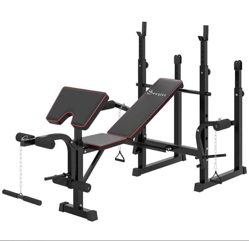 Soozier Weight Bench with Barbell Rack - photo 2