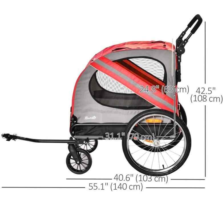 Aosom 2-in-1 Dog Bike Trailer and Stroller - photo 3