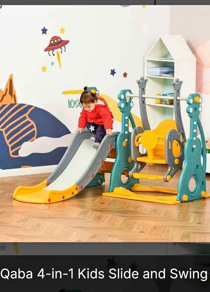 Qaba 4-in-1 Kids Slide and Swing set