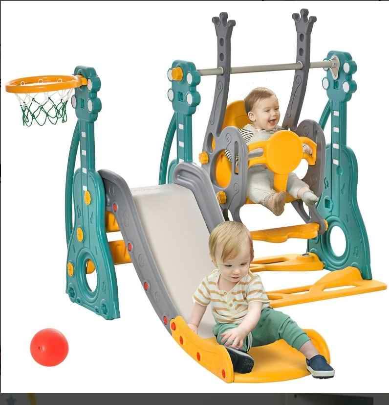 Qaba 4-in-1 Kids Slide and Swing set - photo 2