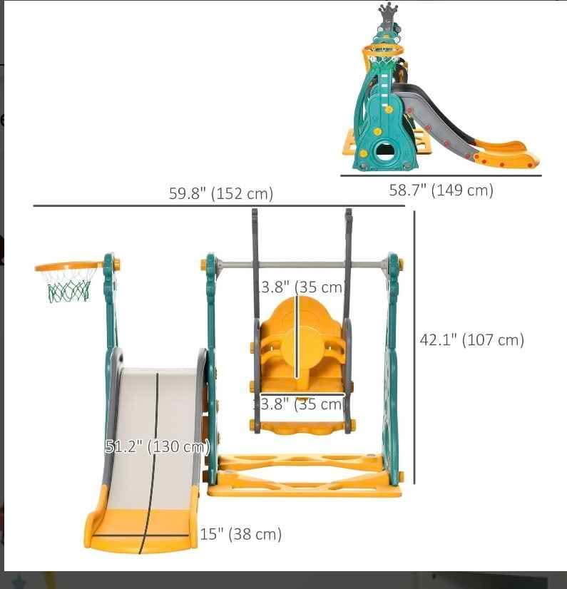 Qaba 4-in-1 Kids Slide and Swing set - photo 3