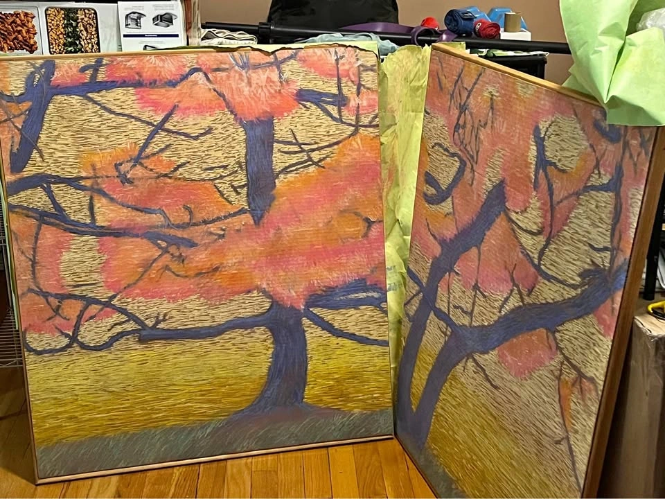 Chalk pastel trees