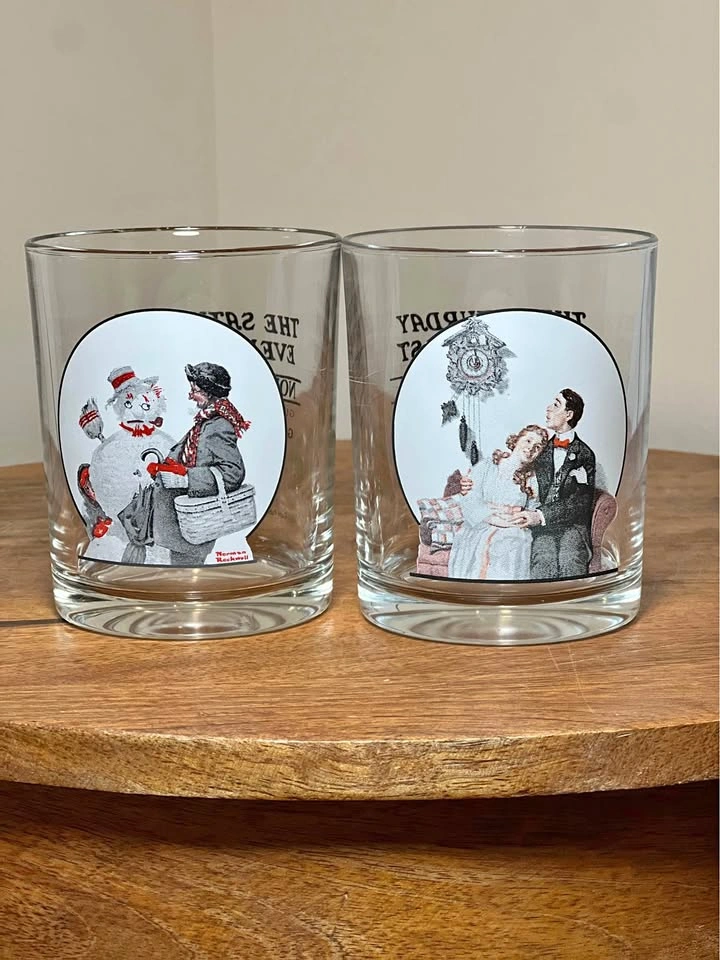 Norman Rockwell Cocktail Glasses - Saturday Evening Post