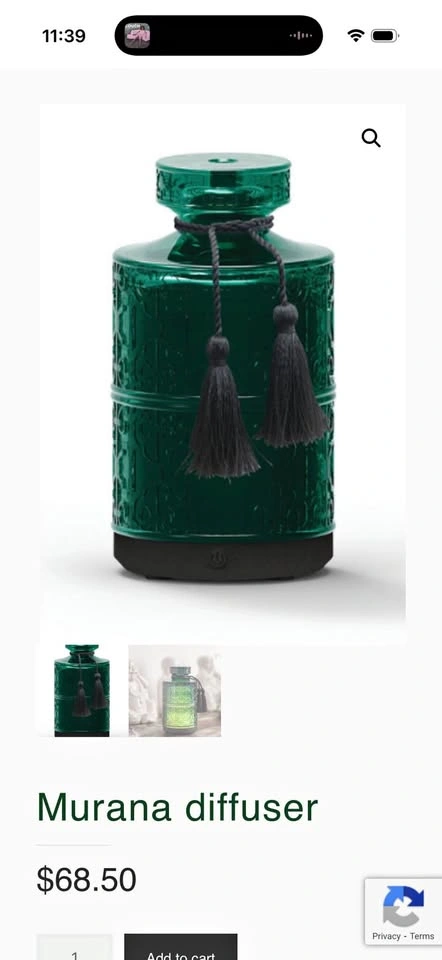 Ultrasonic Oil Diffuser - Murano Glass Design