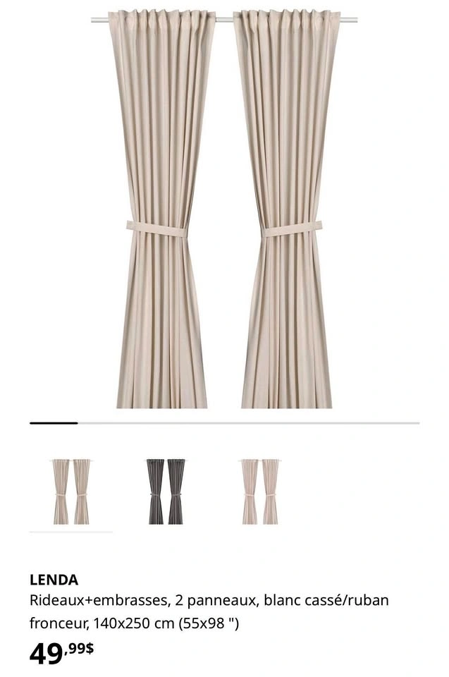 Set of 2 pairs of curtains + 1 sheer panel (5 panels)