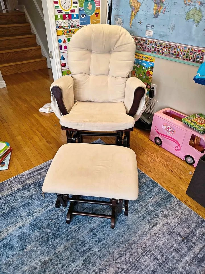 Gliding rocking chair and ottoman