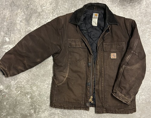 Brown Duck Canvas Work Jacket Quilted Lined Men’s Heavyweight Co - photo 3