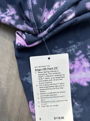 NWT Lululemon Align High-Rise Pant 25" Aurora Haze Purple Size 8 - photo 3