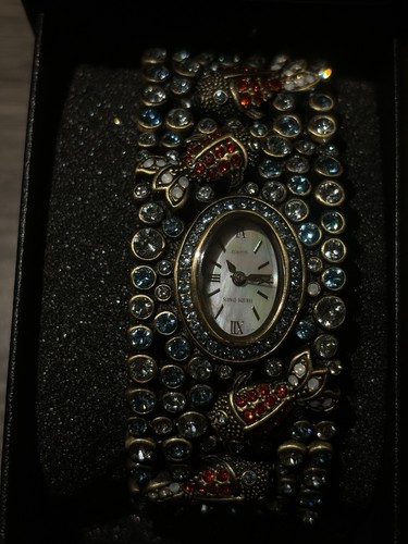 Heidi Daus Crystal Ladybug Cuff Bracelet Watch Gold Tone - photo 2
