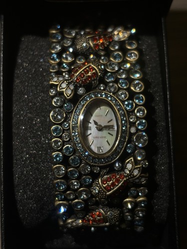 Heidi Daus Crystal Ladybug Cuff Bracelet Watch Gold Tone - photo 4