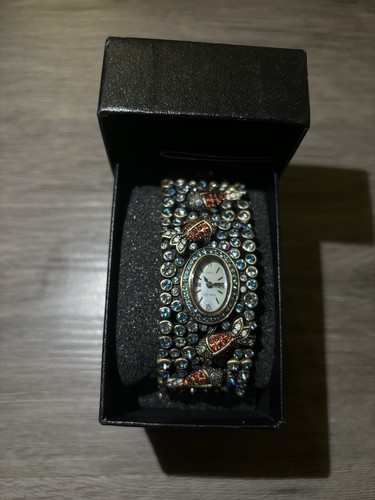 Heidi Daus Crystal Ladybug Cuff Bracelet Watch Gold Tone - photo 5