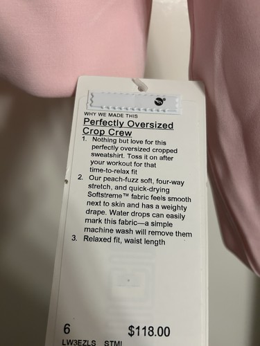 Lululemon Perfectly Oversized Crop Crew Softstreme [6] NWT - photo 4