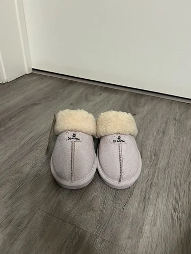 BEARPAW Loki Exotic Pink Glitter Suede Slippers youth [3]