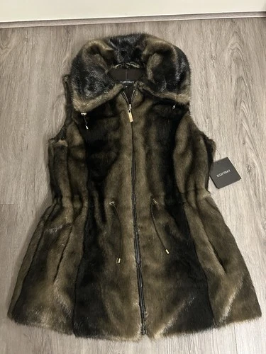 Ellen Tracy Faux Rabbit Fur Zip Anorak Vest - Size M (NWOT)