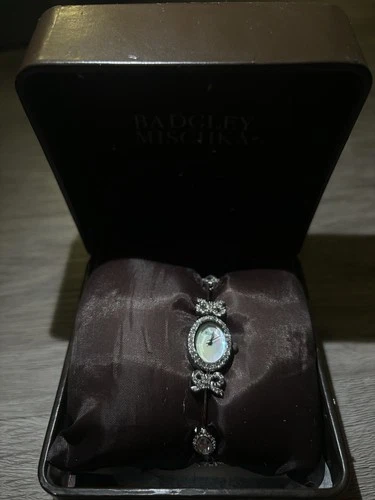Badgley Mischka Women's Crystal Bow Bracelet Watch Silver Oval F - photo 3