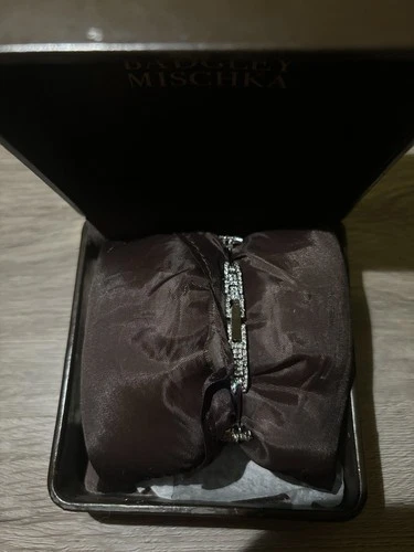 Badgley Mischka Women's Crystal Bow Bracelet Watch Silver Oval F - photo 4