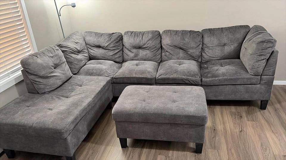 today only- Grey Sectional Sofa with Ottoman
