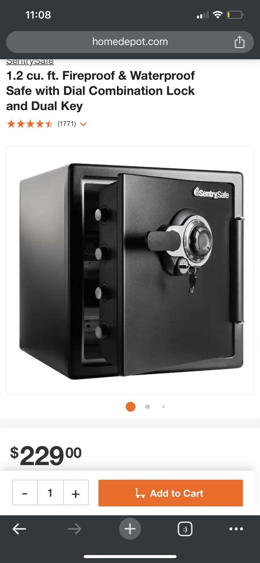 SentrySafe 1.2 cu. ft. Fireproof & Waterproof Safe - photo 2