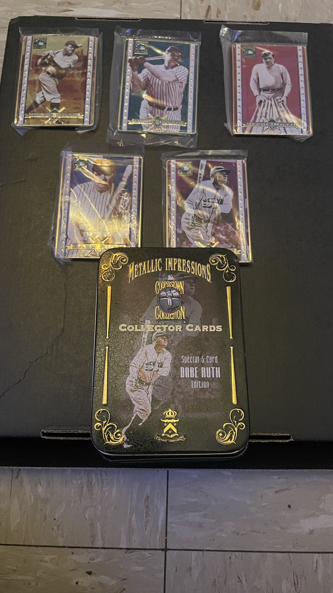 1994 Cooperstown Babe Ruth Metallic Impressions 5 Card Set