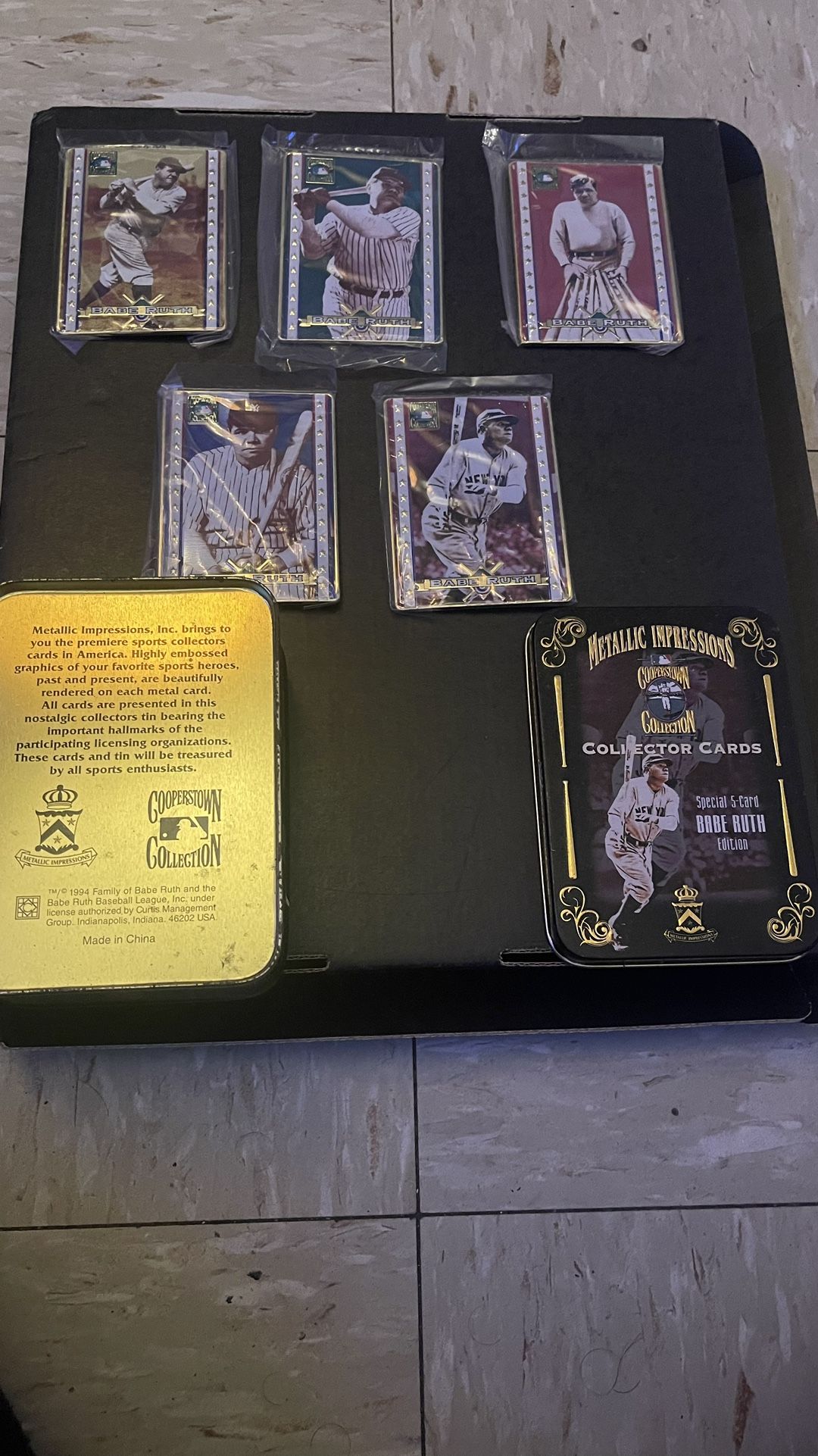 1994 Cooperstown Babe Ruth Metallic Impressions 5 Card Set - photo 2