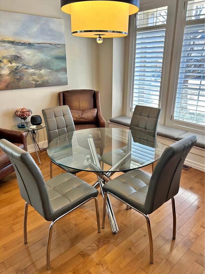 5-Piece Modern Glass & Chrome Dining Set