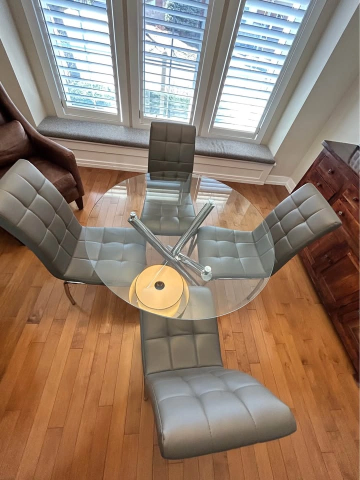 5-Piece Modern Glass & Chrome Dining Set - photo 2