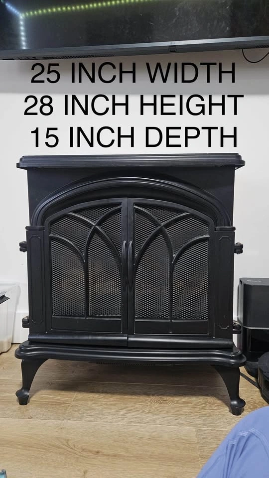 Free standing electric fireplace with double doors - photo 2