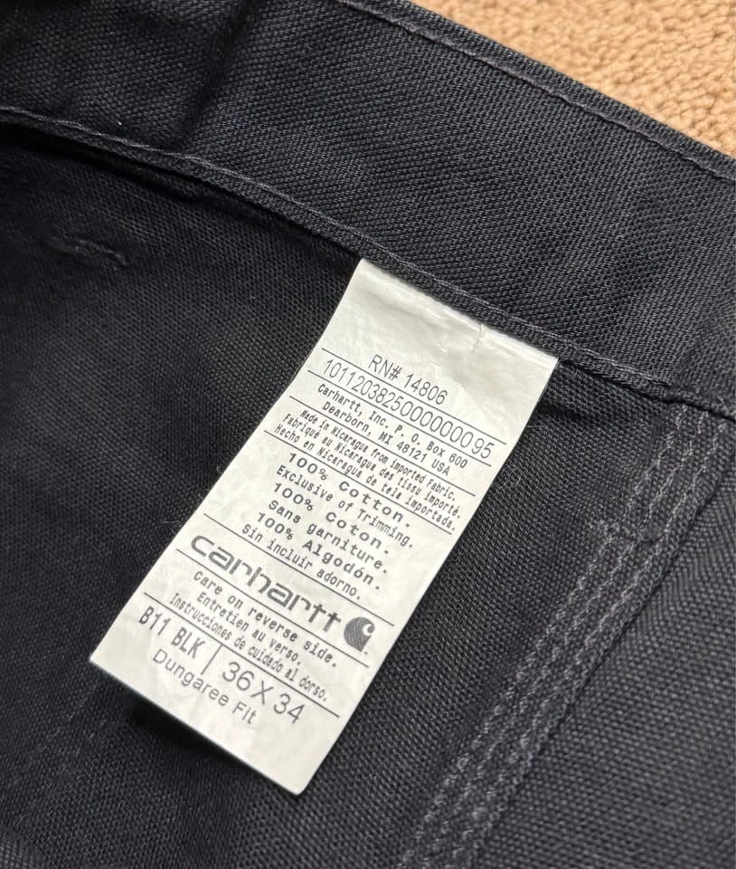 New Carhartt Men’s Washed Duck Dungaree Fit Pants Black - photo 3