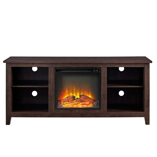 Walker Edison Farmhouse Fireplace TV Stand - 58-in - Brown