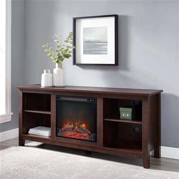 Walker Edison Farmhouse Fireplace TV Stand - 58-in - Brown - photo 2