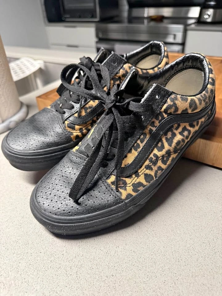Leopard Custom Old Skool Vans 8.5 Wide