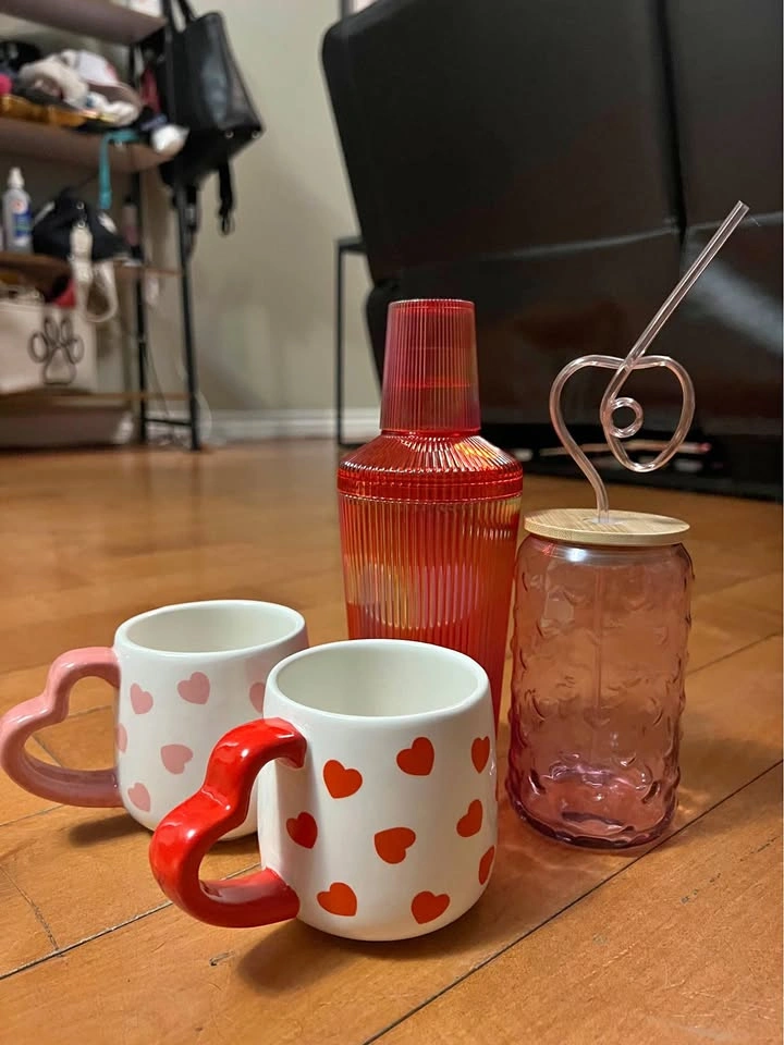 Cute Matching Mug Set + Red Shaker Bottle ❤️🎁