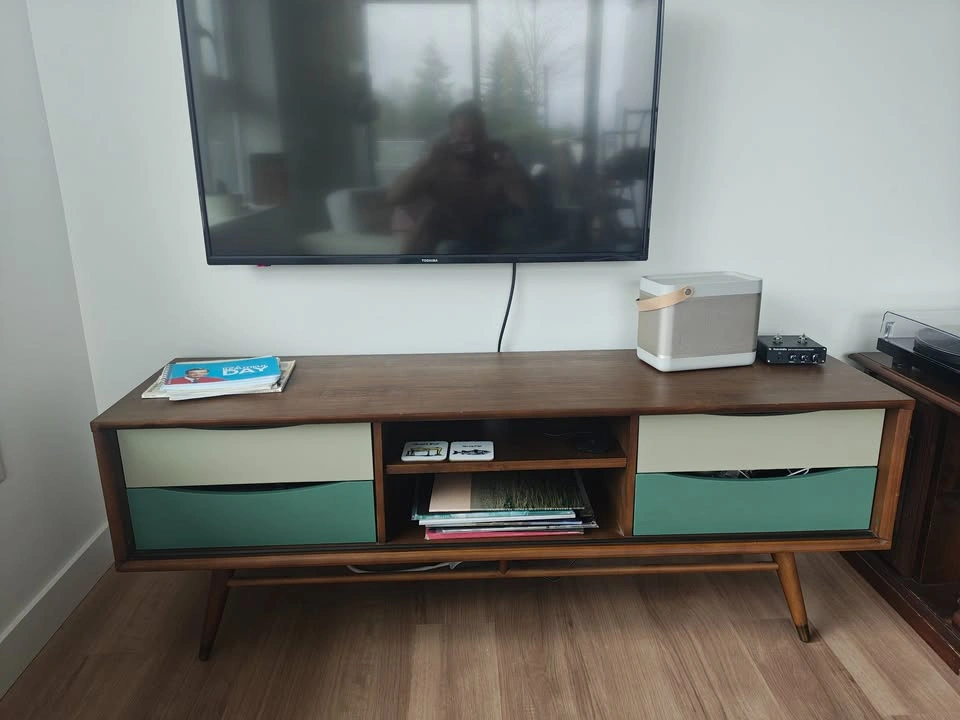 Mid Century Modern Solid Wood TV Stand - photo 2