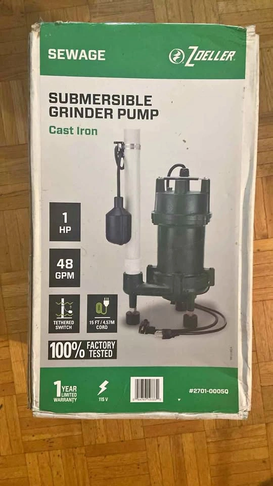 ZOELLER 1 HP Cast-Iron Grinder Sewage Pump