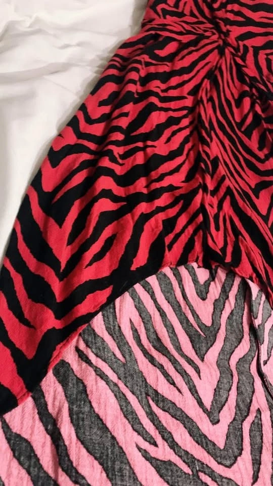 Red & Black Zebra Print Midi Dress - Size 6 - photo 2