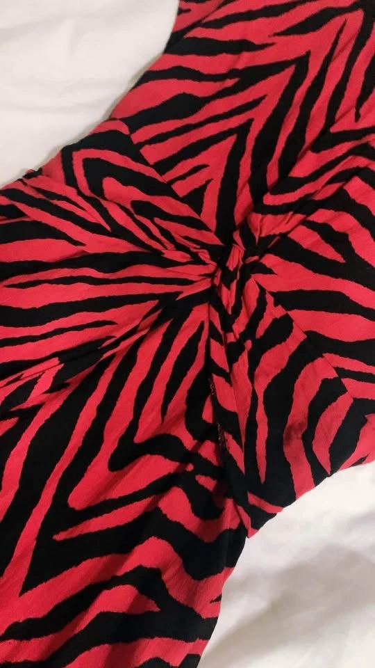 Red & Black Zebra Print Midi Dress - Size 6 - photo 3
