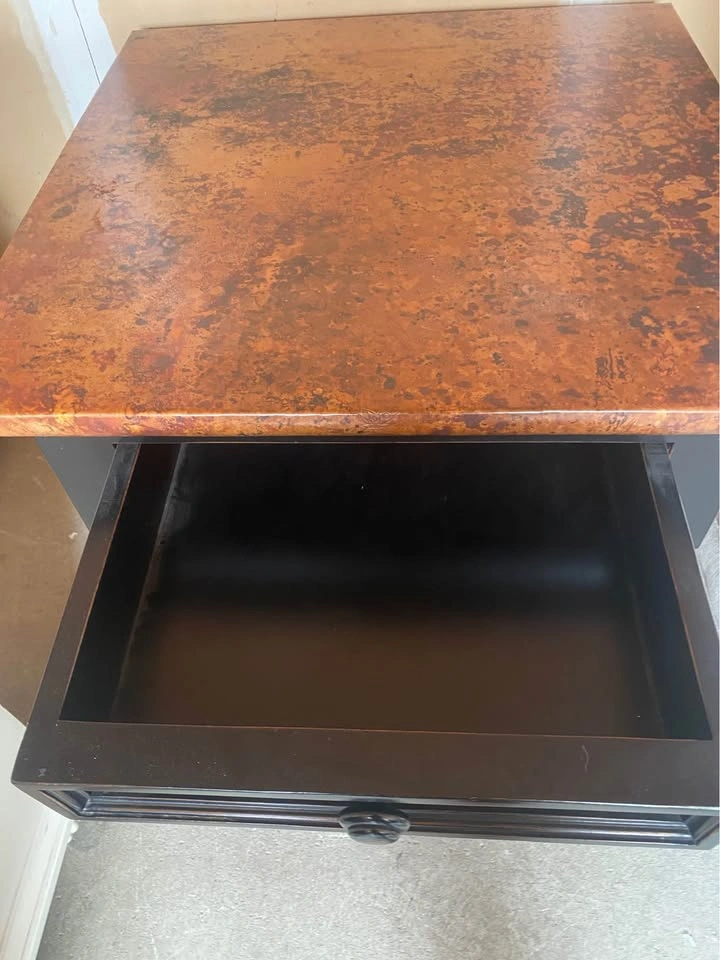 Solid Wood Marble Top Black End Table 24” sq x 27”h - photo 2